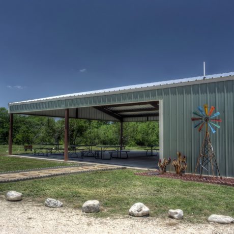 Outdoor seating under pavilion